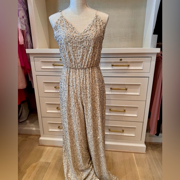 Cream Sequined Alice and Olivia Jumpsuit